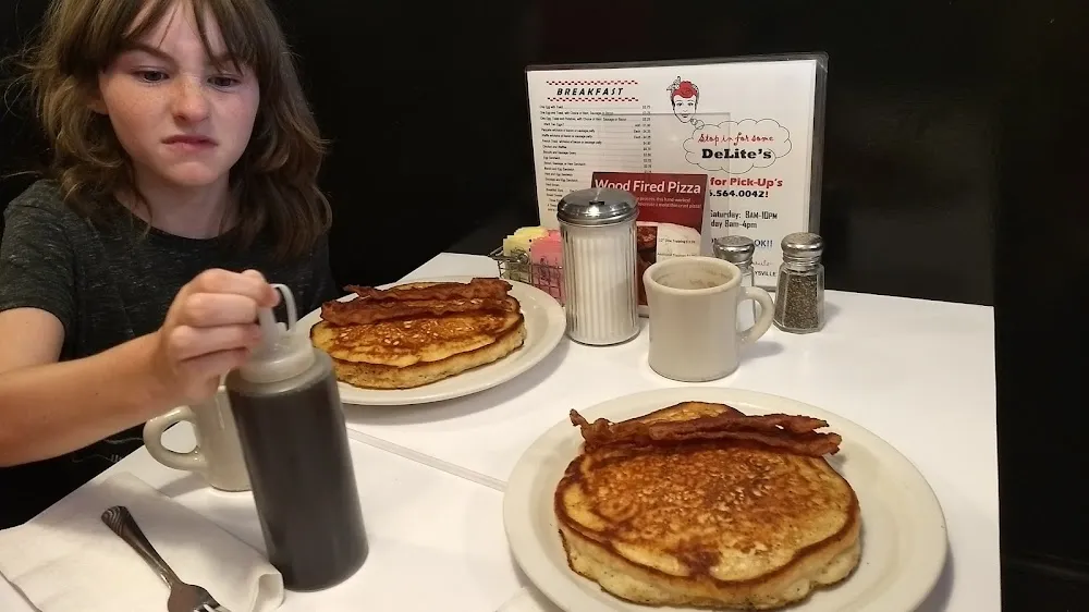 Pancake w Choice of Bacon or Sausage Patty